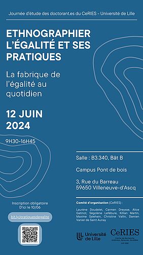 Affiche : Ethnographier l'égalité et ses pratiques - La fabrique de l’égalité au quotidien